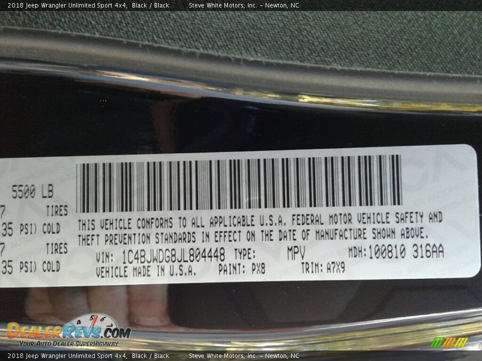 2018 Jeep Wrangler Unlimited Sport 4x4 Black / Black Photo #25