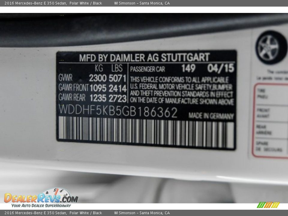 2016 Mercedes-Benz E 350 Sedan Polar White / Black Photo #30