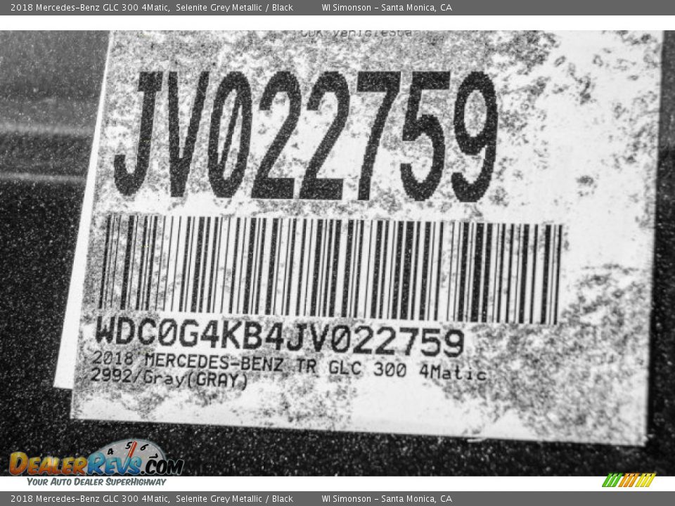 2018 Mercedes-Benz GLC 300 4Matic Selenite Grey Metallic / Black Photo #10