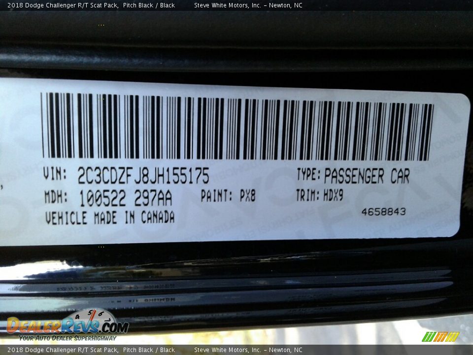 2018 Dodge Challenger R/T Scat Pack Pitch Black / Black Photo #29