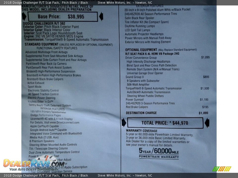 2018 Dodge Challenger R/T Scat Pack Pitch Black / Black Photo #30