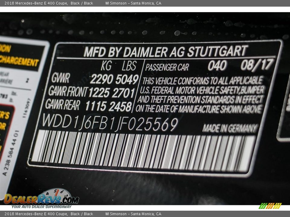2018 Mercedes-Benz E 400 Coupe Black / Black Photo #6