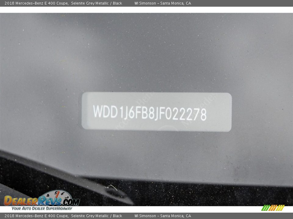 2018 Mercedes-Benz E 400 Coupe Selenite Grey Metallic / Black Photo #10