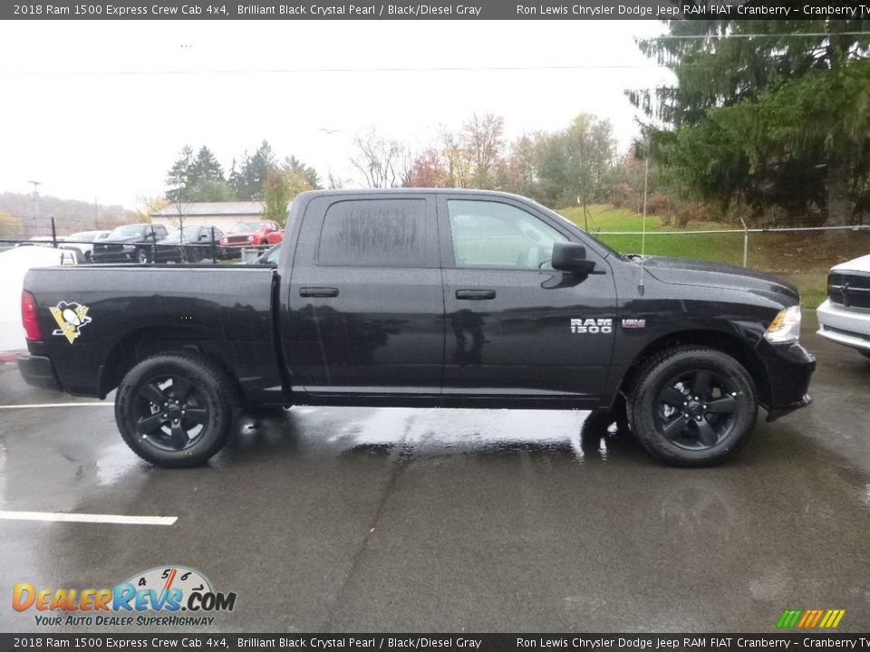 2018 Ram 1500 Express Crew Cab 4x4 Brilliant Black Crystal Pearl / Black/Diesel Gray Photo #6
