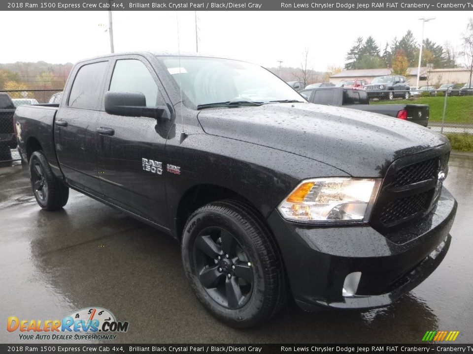 2018 Ram 1500 Express Crew Cab 4x4 Brilliant Black Crystal Pearl / Black/Diesel Gray Photo #7