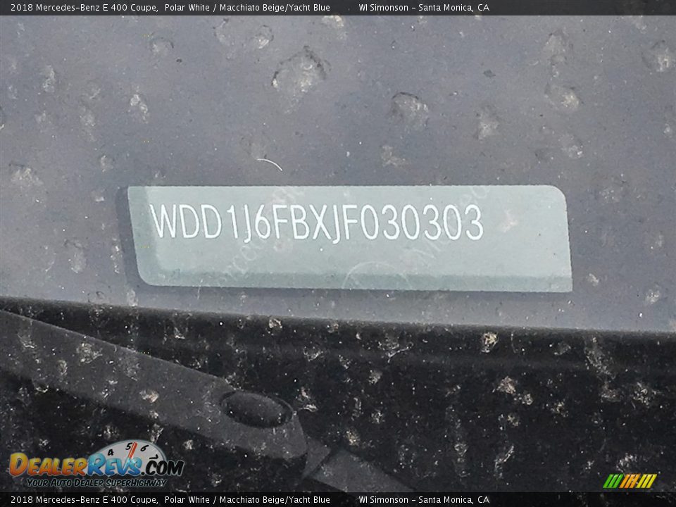 2018 Mercedes-Benz E 400 Coupe Polar White / Macchiato Beige/Yacht Blue Photo #10