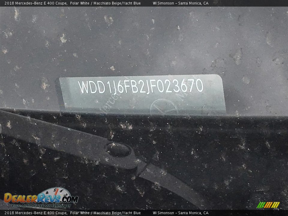 2018 Mercedes-Benz E 400 Coupe Polar White / Macchiato Beige/Yacht Blue Photo #10