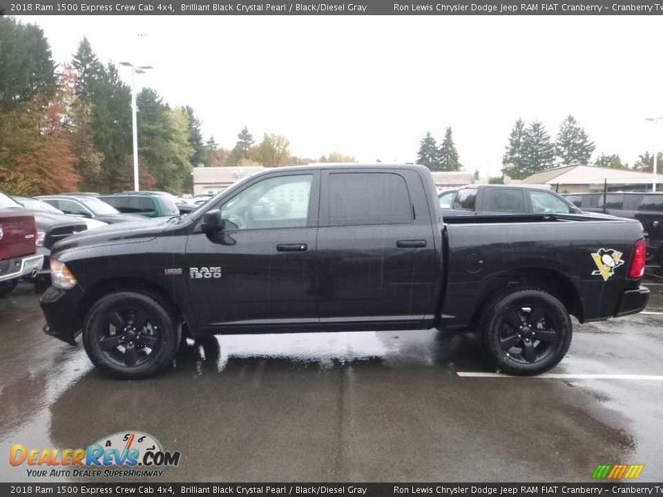 2018 Ram 1500 Express Crew Cab 4x4 Brilliant Black Crystal Pearl / Black/Diesel Gray Photo #2