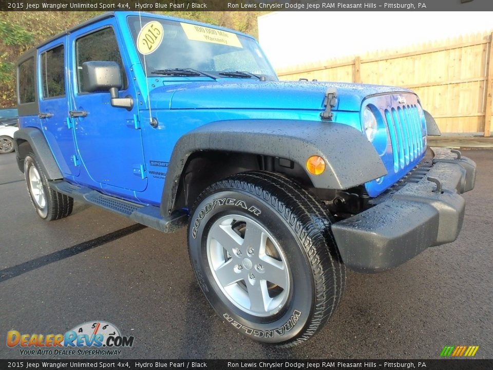 2015 Jeep Wrangler Unlimited Sport 4x4 Hydro Blue Pearl / Black Photo #6