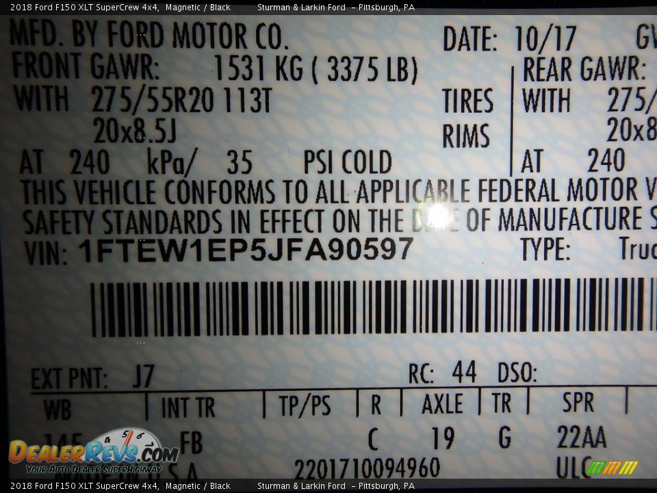 2018 Ford F150 XLT SuperCrew 4x4 Magnetic / Black Photo #10