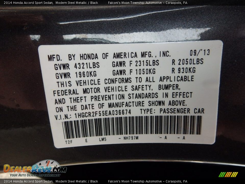 2014 Honda Accord Sport Sedan Modern Steel Metallic / Black Photo #23