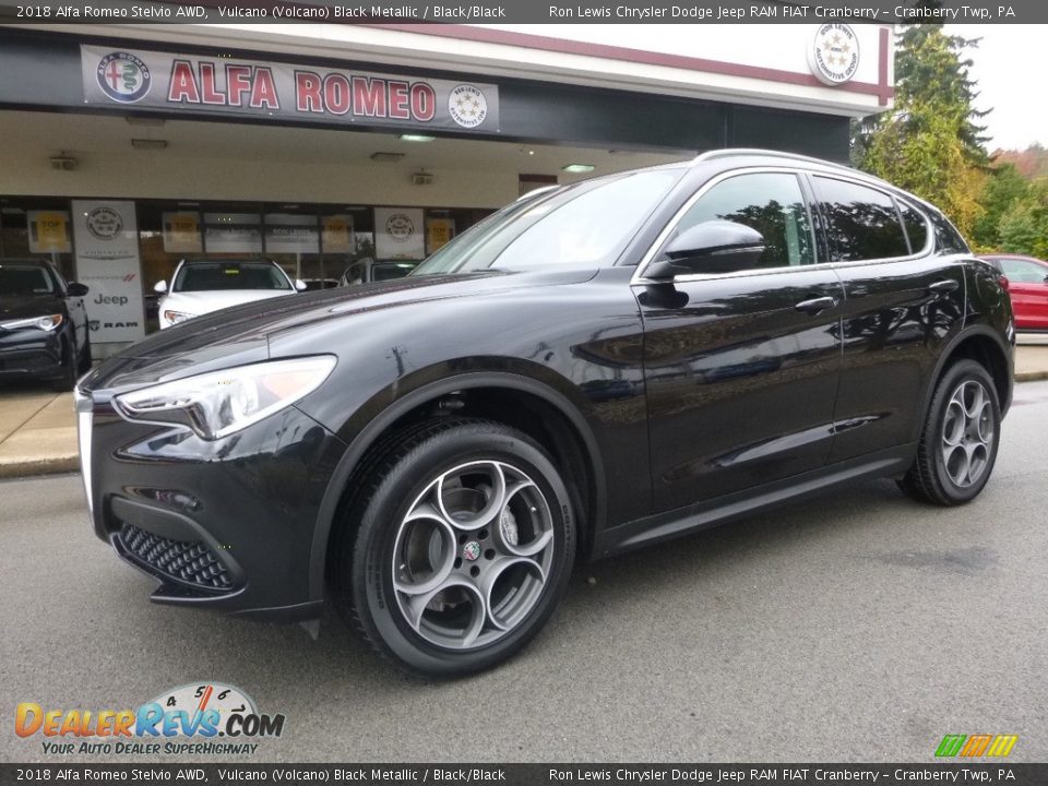 2018 Alfa Romeo Stelvio AWD Vulcano (Volcano) Black Metallic / Black/Black Photo #2