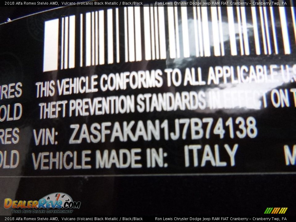 2018 Alfa Romeo Stelvio AWD Vulcano (Volcano) Black Metallic / Black/Black Photo #20