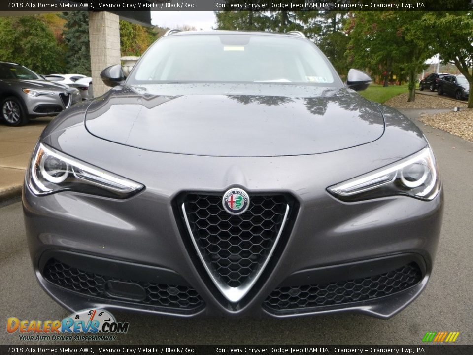 2018 Alfa Romeo Stelvio AWD Vesuvio Gray Metallic / Black/Red Photo #12