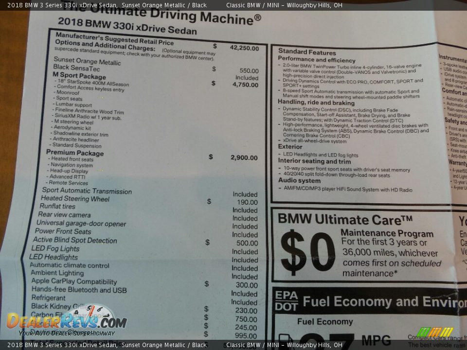 2018 BMW 3 Series 330i xDrive Sedan Sunset Orange Metallic / Black Photo #6