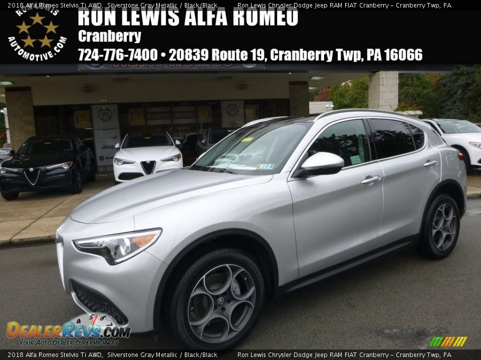 2018 Alfa Romeo Stelvio Ti AWD Silverstone Gray Metallic / Black/Black Photo #1