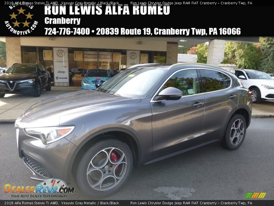 2018 Alfa Romeo Stelvio Ti AWD Vesuvio Gray Metallic / Black/Black Photo #1