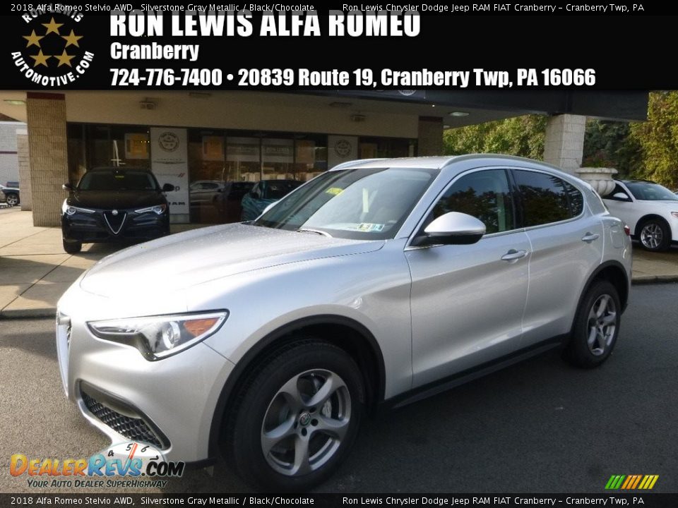 2018 Alfa Romeo Stelvio AWD Silverstone Gray Metallic / Black/Chocolate Photo #1