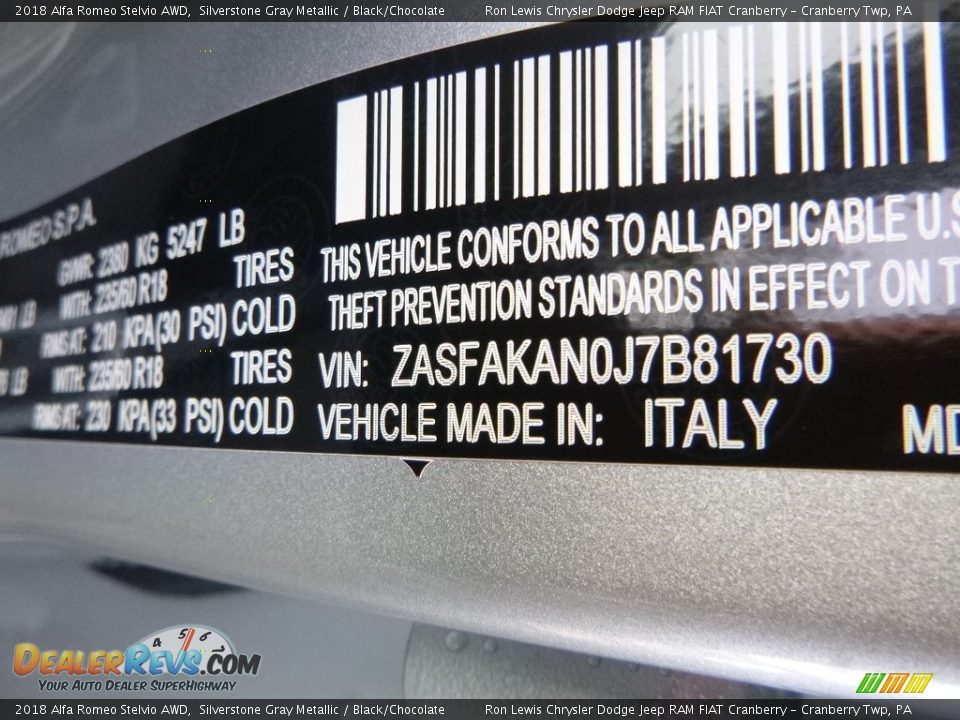 2018 Alfa Romeo Stelvio AWD Silverstone Gray Metallic / Black/Chocolate Photo #21