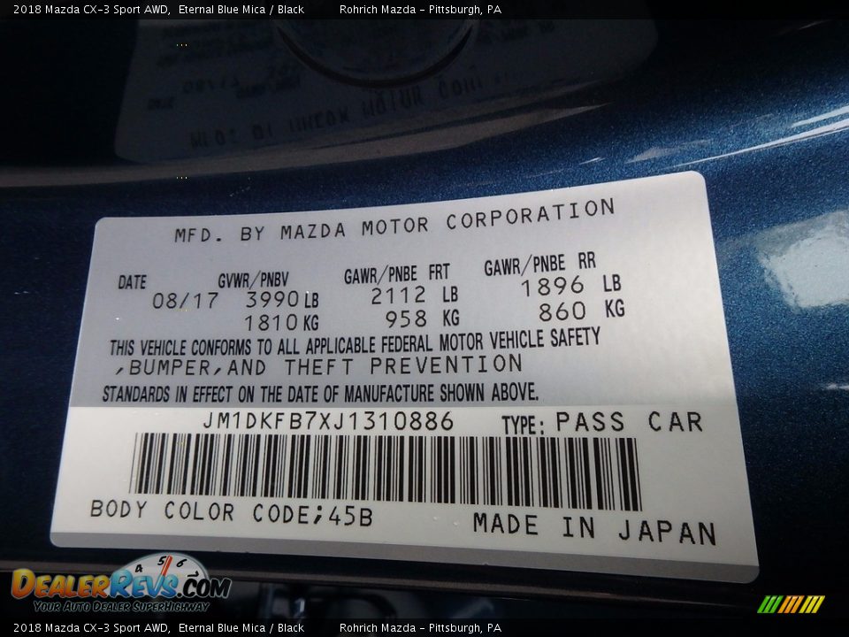 2018 Mazda CX-3 Sport AWD Eternal Blue Mica / Black Photo #11
