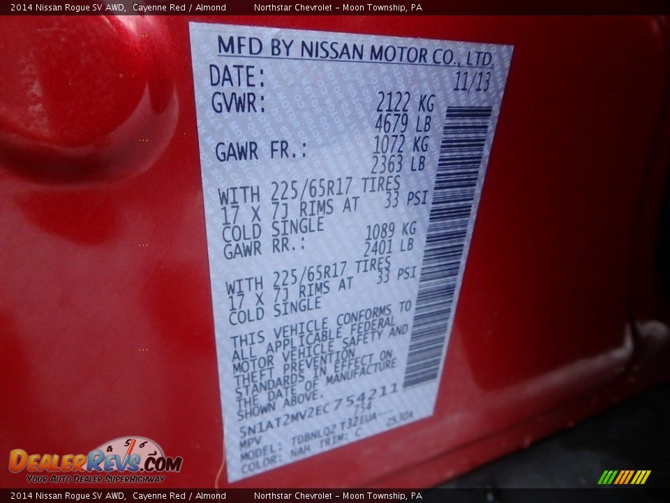 2014 Nissan Rogue SV AWD Cayenne Red / Almond Photo #28