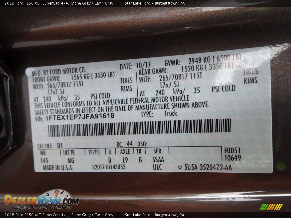 2018 Ford F150 XLT SuperCab 4x4 Stone Gray / Earth Gray Photo #13