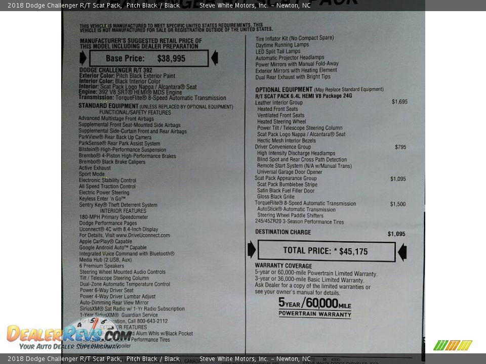 2018 Dodge Challenger R/T Scat Pack Pitch Black / Black Photo #30