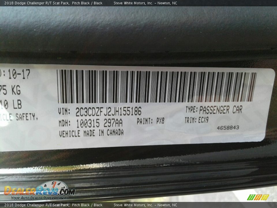 2018 Dodge Challenger R/T Scat Pack Pitch Black / Black Photo #31