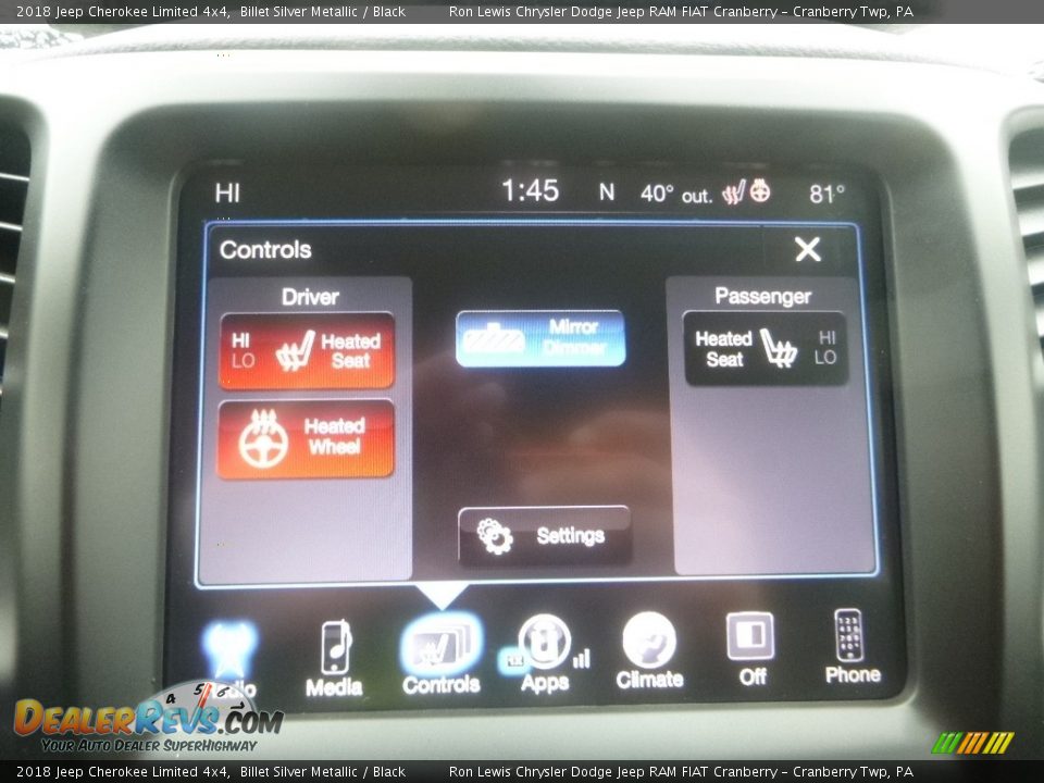 2018 Jeep Cherokee Limited 4x4 Billet Silver Metallic / Black Photo #18