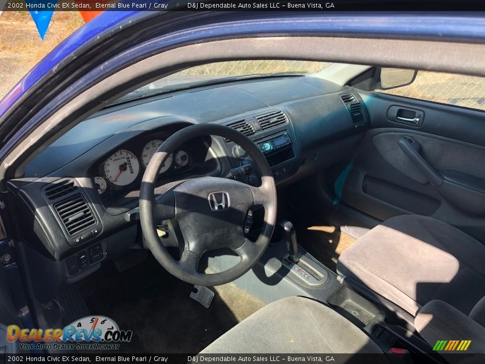 2002 Honda Civic EX Sedan Eternal Blue Pearl / Gray Photo #4