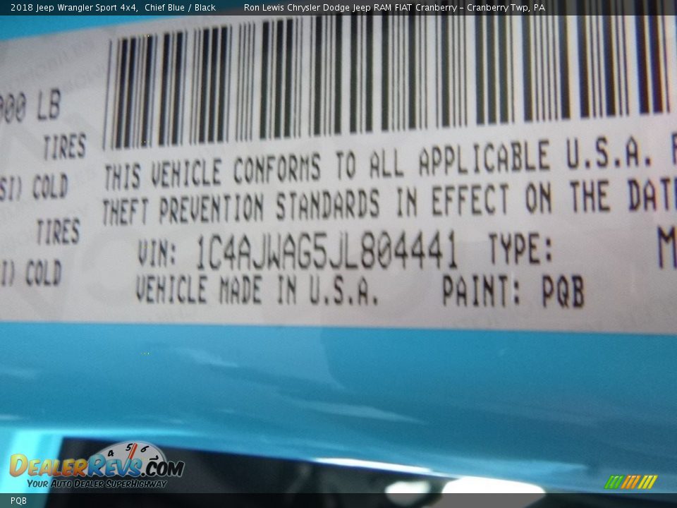 Jeep Color Code PQB Chief Blue