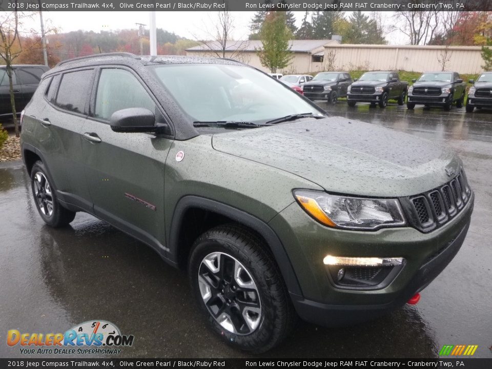 2018 Jeep Compass Trailhawk 4x4 Olive Green Pearl / Black/Ruby Red Photo #7