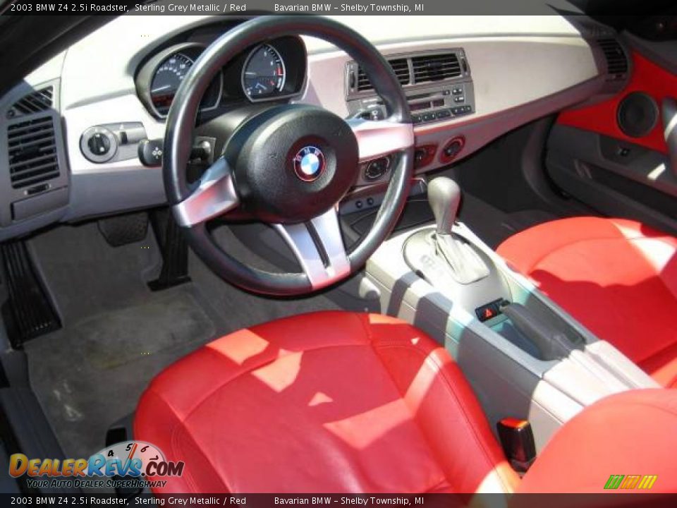 2003 BMW Z4 2.5i Roadster Sterling Grey Metallic / Red Photo #13
