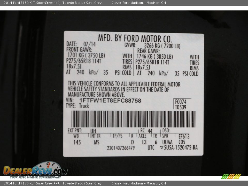 2014 Ford F150 XLT SuperCrew 4x4 Tuxedo Black / Steel Grey Photo #17