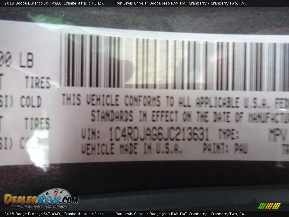 2018 Dodge Durango SXT AWD Granite Metallic / Black Photo #14
