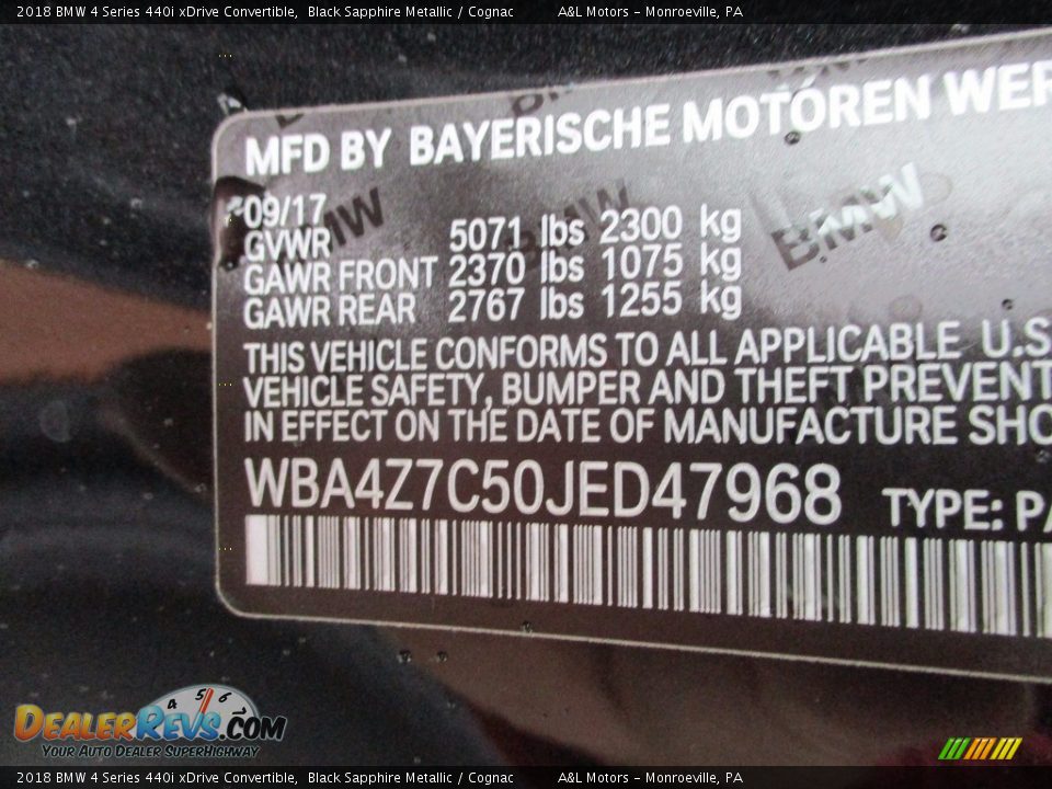 2018 BMW 4 Series 440i xDrive Convertible Black Sapphire Metallic / Cognac Photo #19