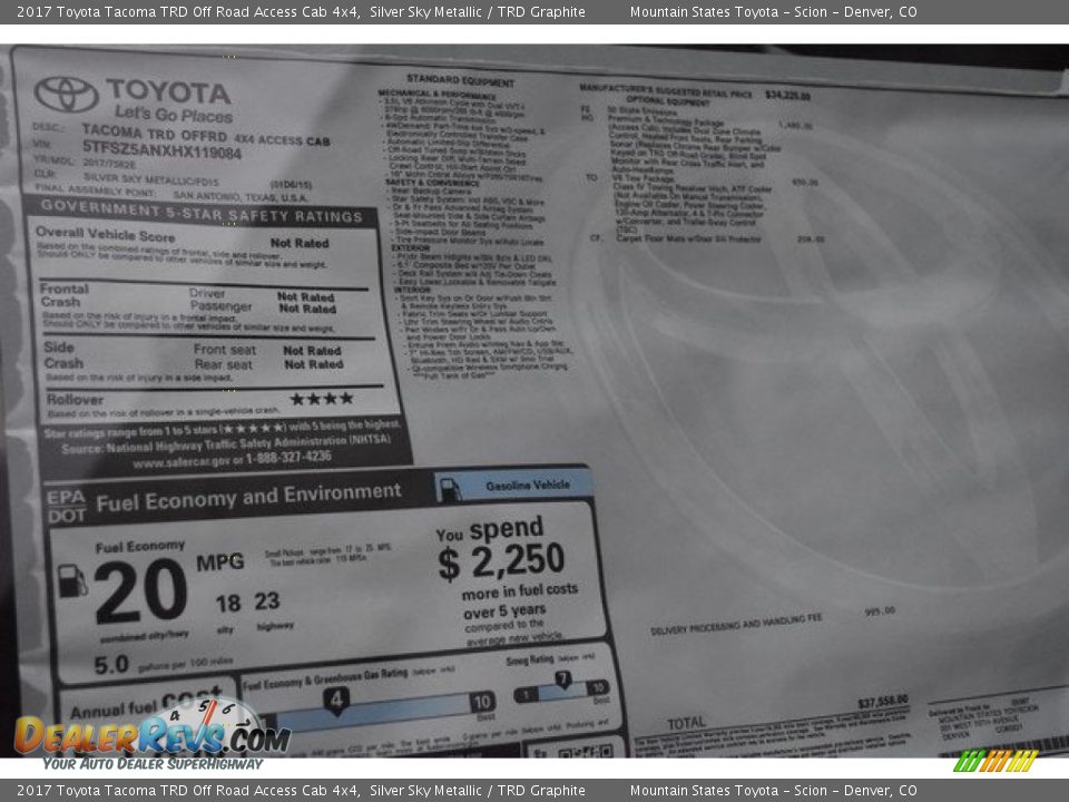 2017 Toyota Tacoma TRD Off Road Access Cab 4x4 Silver Sky Metallic / TRD Graphite Photo #10