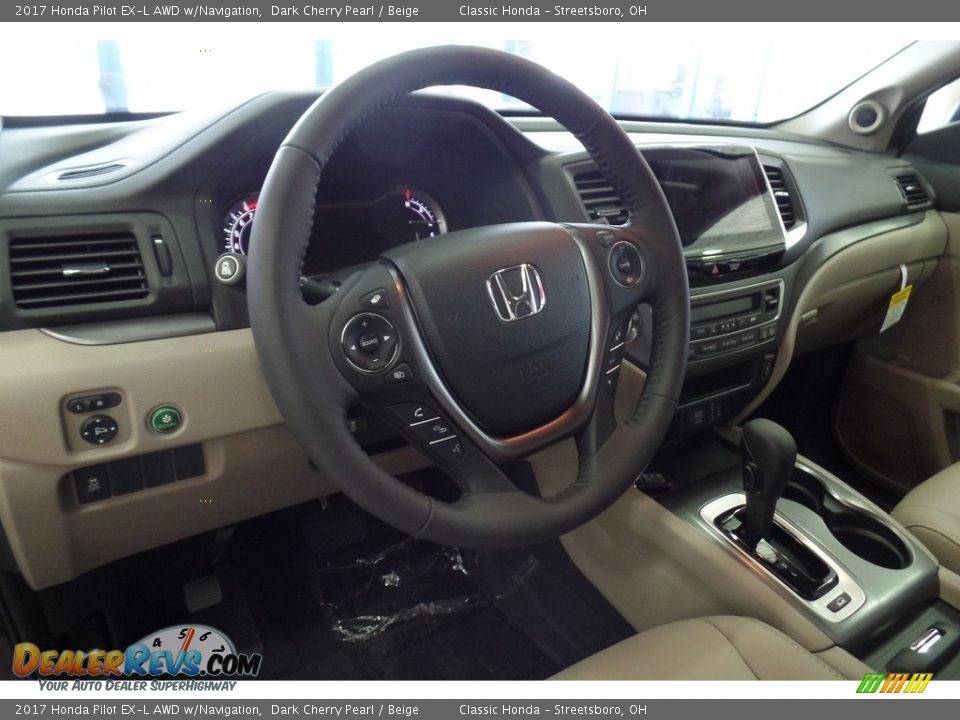 2017 Honda Pilot EX-L AWD w/Navigation Dark Cherry Pearl / Beige Photo #9