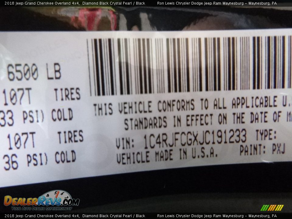2018 Jeep Grand Cherokee Overland 4x4 Diamond Black Crystal Pearl / Black Photo #14