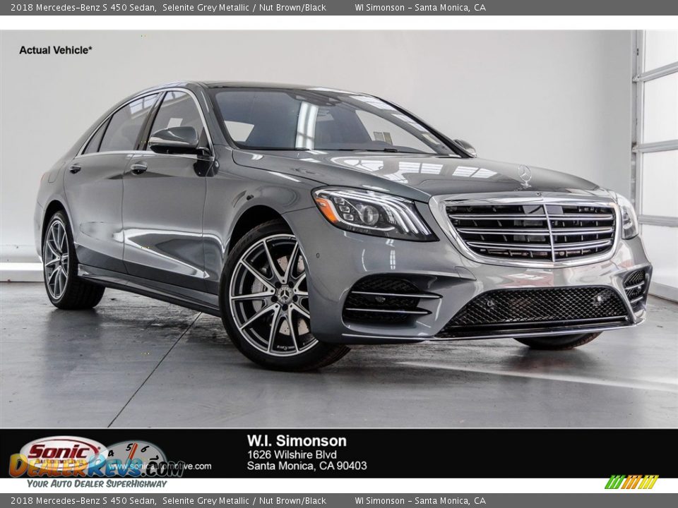 2018 Mercedes-Benz S 450 Sedan Selenite Grey Metallic / Nut Brown/Black Photo #1