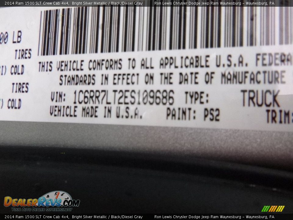 2014 Ram 1500 SLT Crew Cab 4x4 Bright Silver Metallic / Black/Diesel Gray Photo #13