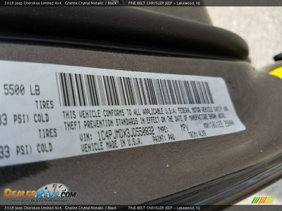 2018 Jeep Cherokee Limited 4x4 Granite Crystal Metallic / Black Photo #9