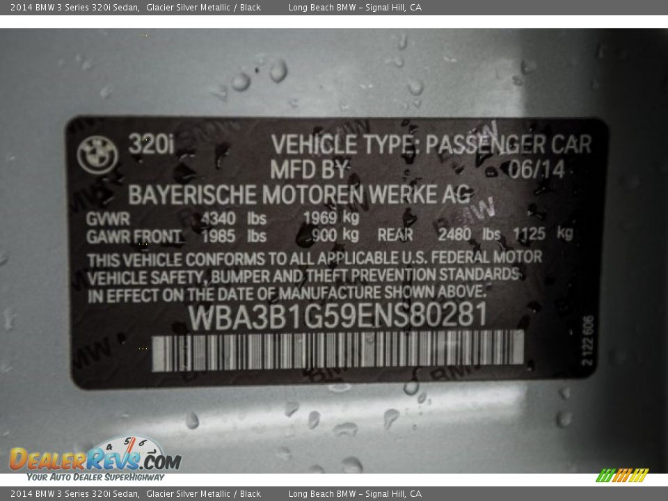 2014 BMW 3 Series 320i Sedan Glacier Silver Metallic / Black Photo #17