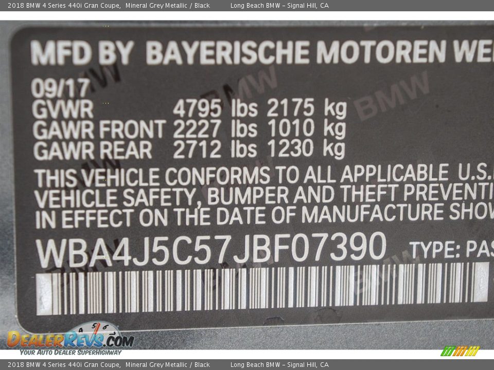 2018 BMW 4 Series 440i Gran Coupe Mineral Grey Metallic / Black Photo #11