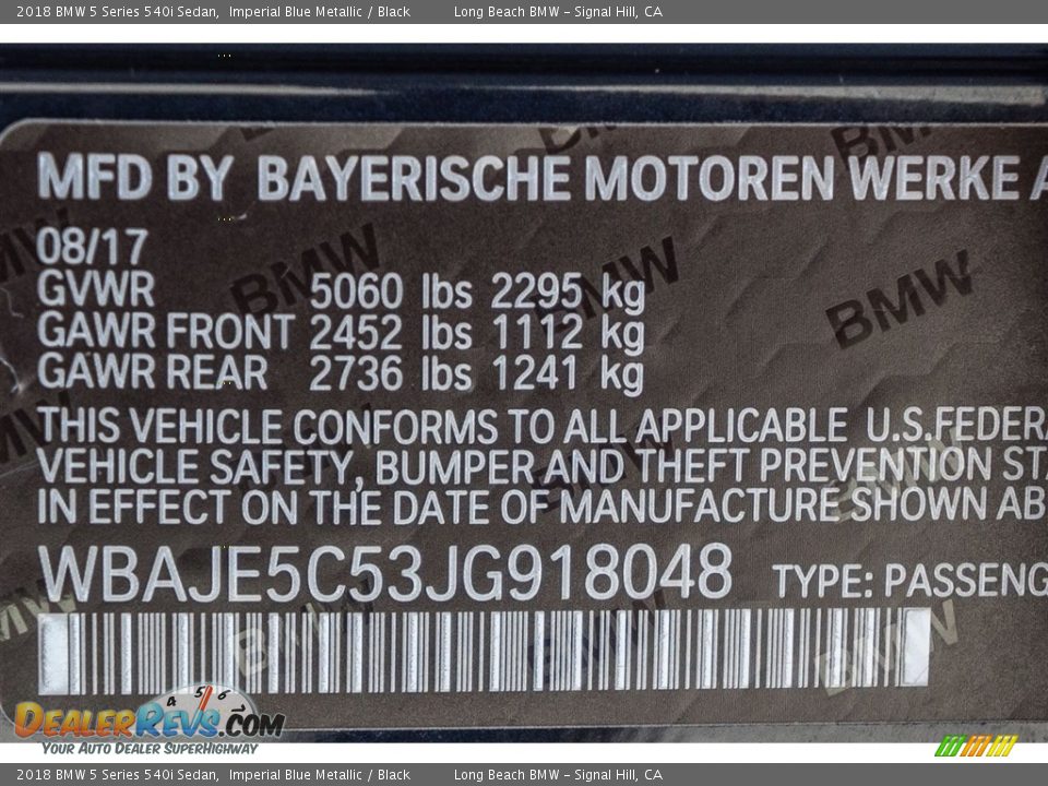 2018 BMW 5 Series 540i Sedan Imperial Blue Metallic / Black Photo #11