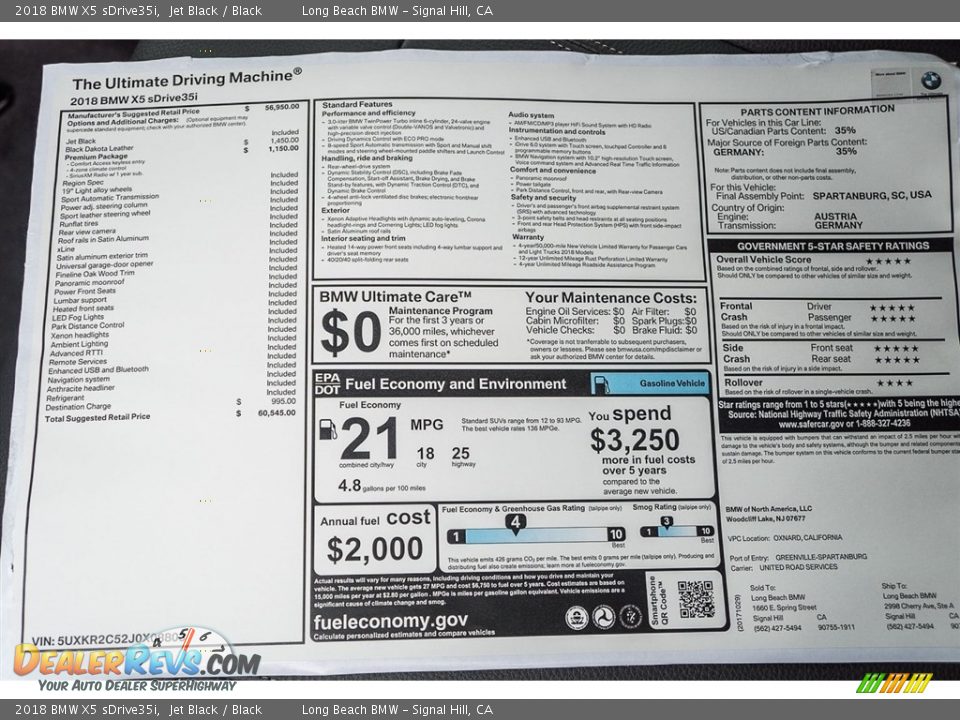 2018 BMW X5 sDrive35i Jet Black / Black Photo #10