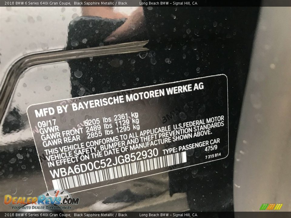 2018 BMW 6 Series 640i Gran Coupe Black Sapphire Metallic / Black Photo #12