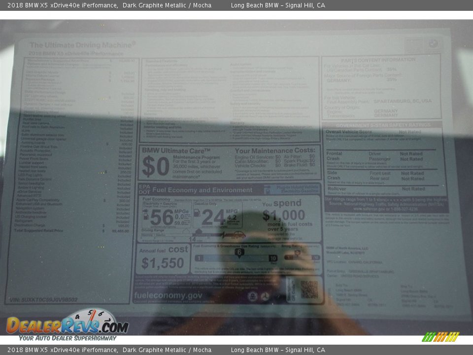 2018 BMW X5 xDrive40e iPerfomance Dark Graphite Metallic / Mocha Photo #10