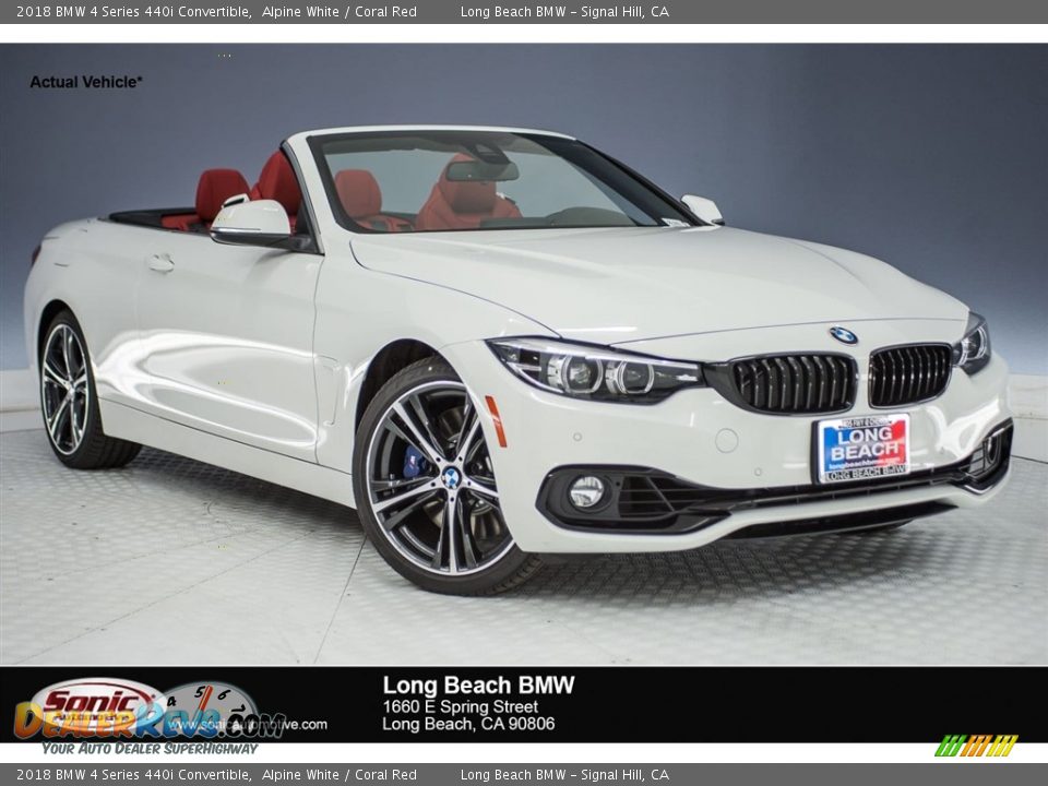 2018 BMW 4 Series 440i Convertible Alpine White / Coral Red Photo #1