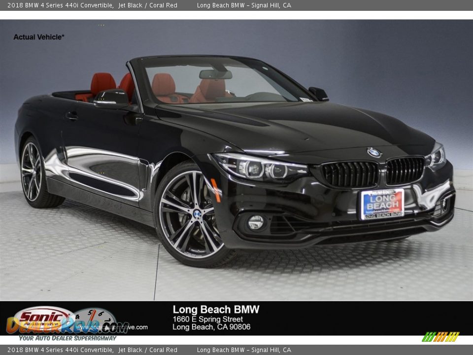 2018 BMW 4 Series 440i Convertible Jet Black / Coral Red Photo #1